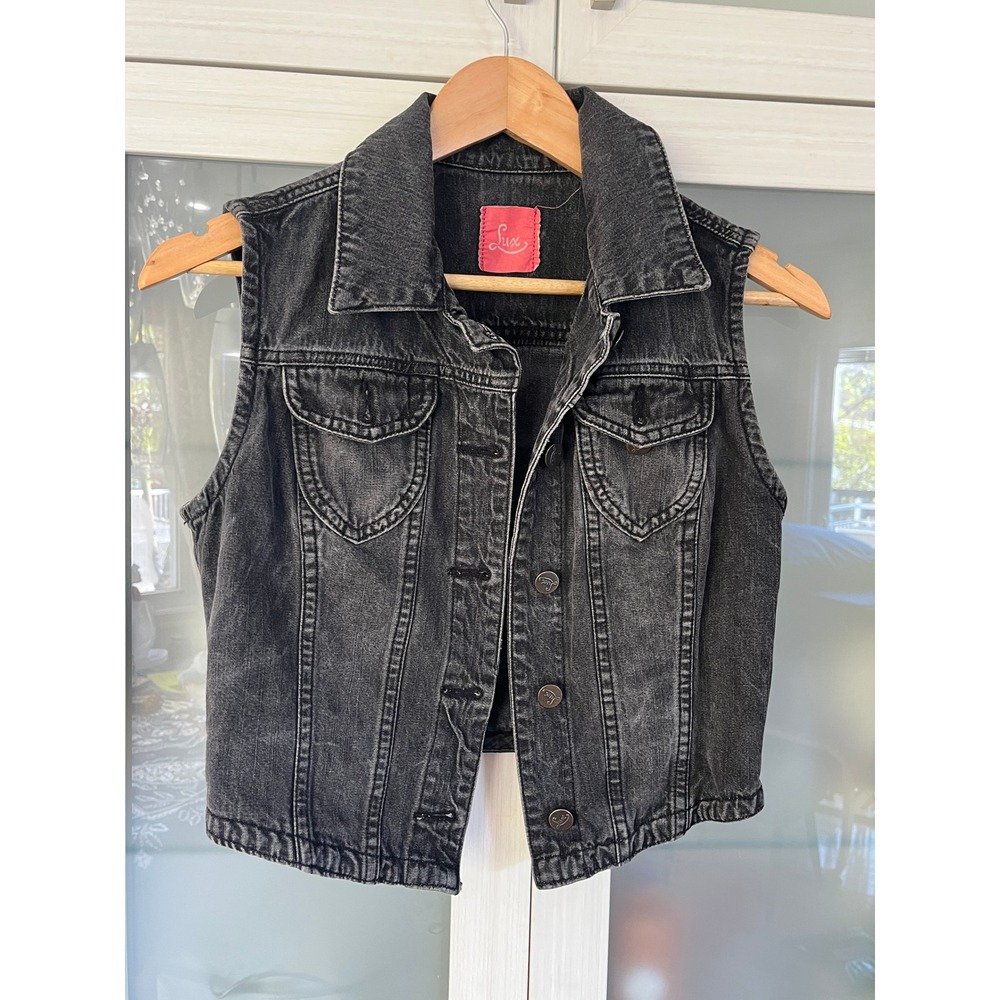 Lux Black Washed Denim Vest
